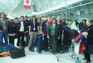 CMAT Team 3 at Pearson International Airport for check-in