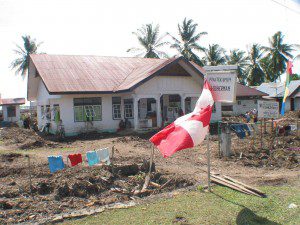 CMAT team sets up a medical clinic in Drien Rampak - Canadian flag was displayed at request of local Indonesians. (January, 2005).
