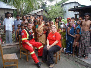 Initial assessment team David Deines and Valerie Rzepka in a Bengali village.