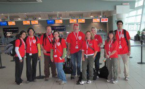 CMAT Team 3 checked in at Toronto's Pearson Airport, and ready to leave for Pakistan! L-R: Huma Ali, Samina Ali, Michael Parker, Beverly Parker, Mark Wheeler, Tricia Mackay, Robin Welsford, Rita Jacques and Zohair Kaderbhai.