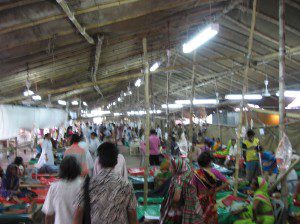 Inside the overflow tent hospital at the International Centre for Diarrhoeal Research in Dhaka, Bangladesh 