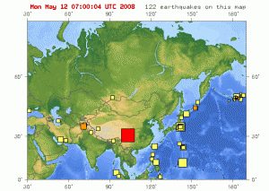 Location of quake zone, in Sichuan province, western China.