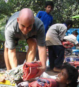 James in Tamil Nadu, delivering supplies to orphans at Sirumalar Home for Children. (Early 2005)