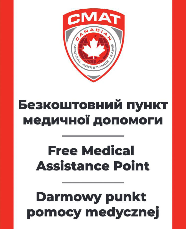 ukraine crisis medical assistance point sign banner